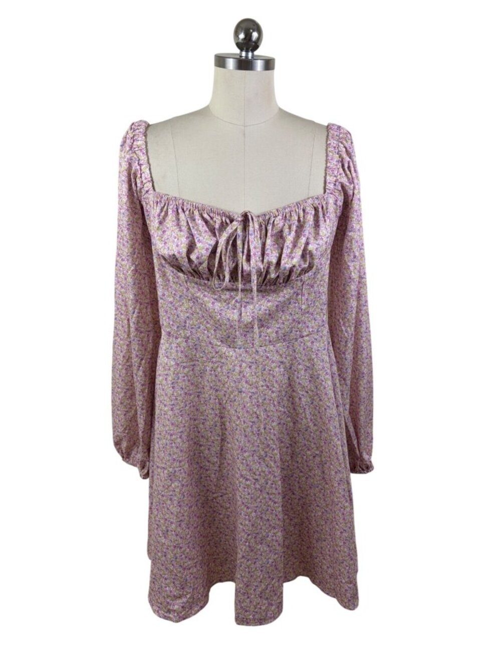 Marthea Milkmaid Peasant Dress Womens Large Pink Ditsy Floral Coquette Cottage